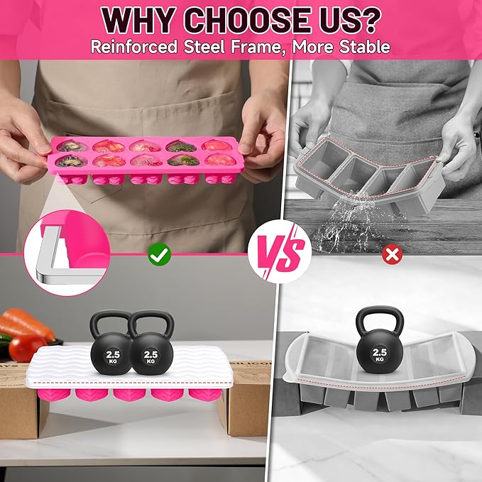 Ice Cube Tray with Lid – 3 Pack 2 Tbsp Ice Trays - Image 4