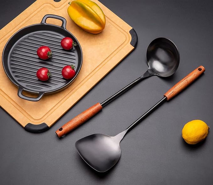FJNATINH Spatula & Ladle Wok Tool Set, 14.2-15 inches Wok Utensils, Stainless - Image 7