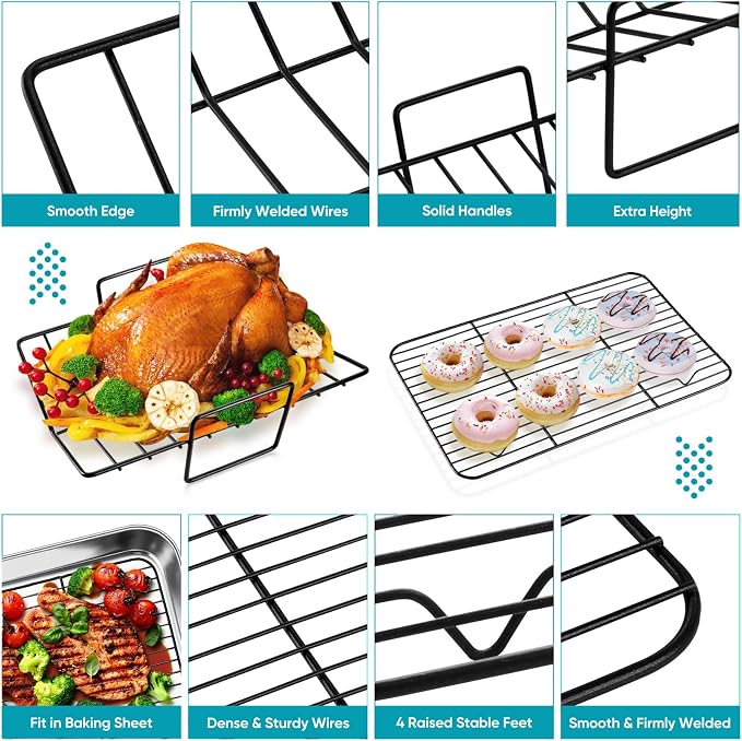 TeamFar Roasting Pan, 16’’ Nonstick Deep Lasagna Brownie Turkey Pan - Image 4