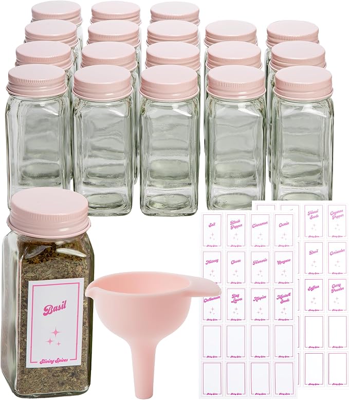 Paris Hilton Glass Spice Jar Storage Set, 4-Ounce Empty Spice Jars by TheWorldofParisHilton