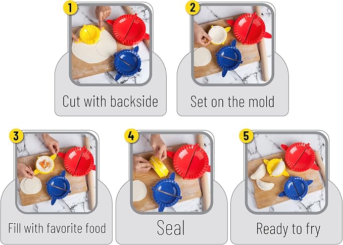 BTaT- Dough Press Set, 3 Pack, Pastry and Turnover Press, Hand Pie Maker - Image 6
