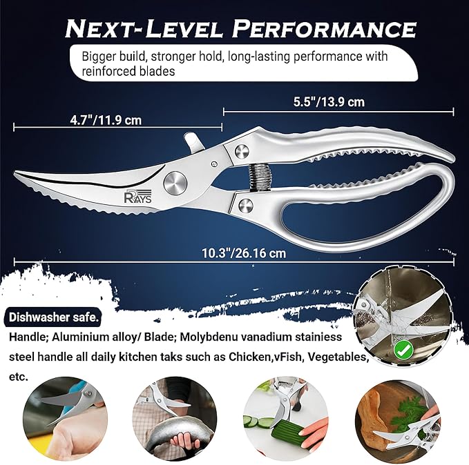 Heavy Duty Poultry Shears – Professional Stainless Steel Kitchen Scissors - Image 3