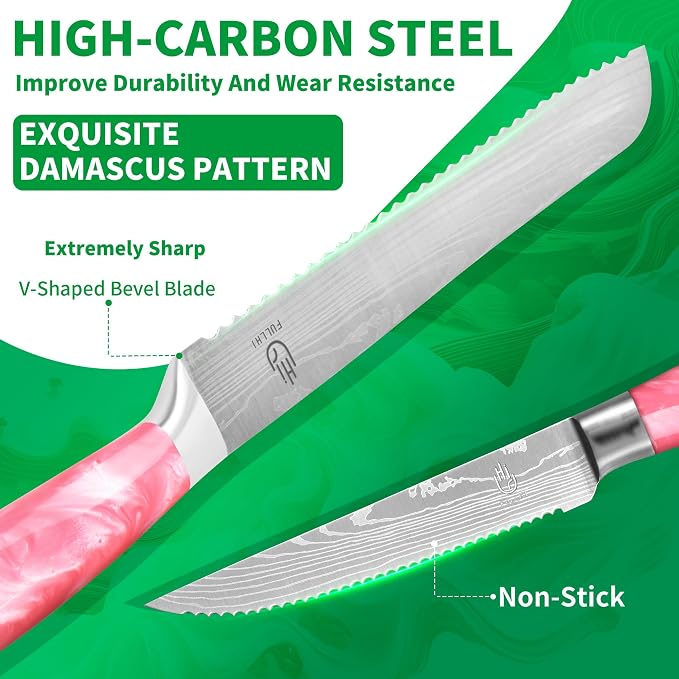 FULLHI 14pcs Block Knife Set, Chef's Knife Steak Knives Set - Image 3