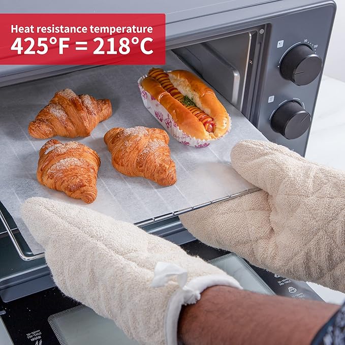 Terry Cloth Oven Mitts Heat Resistant to 482° F 13 Inch 100% Cotton Set of 2 - Image 3