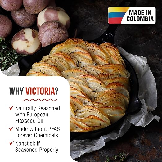 Victoria 10-Inch Cast Iron Skillet, Pre-Seasoned Cast-Iron Frying Pan - Image 2
