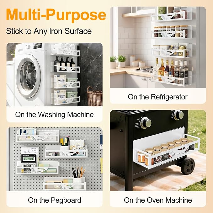 Magnetic Spice Rack for Refrigerator, Space Saving Magnetic Shelf for Fridge - Image 5