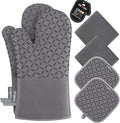 KEGOUU Oven Mitts and Pot Holders 6pcs Set, Kitchen Oven Glove High Heat by KEGOUUOvenMitt
