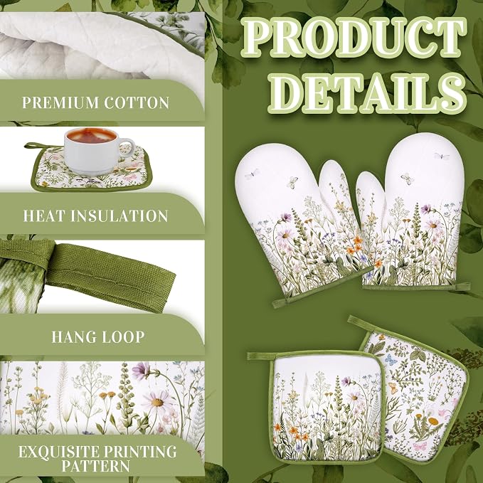 Leinuosen 6 Wild Flower Kitchen Towels Kitchen Decor and Accessories Set Floral - Image 5