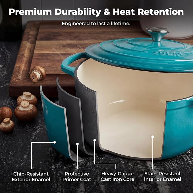 Zulay Kitchen 6 Quart Enameled Cast Iron Dutch Oven Pot - Image 5