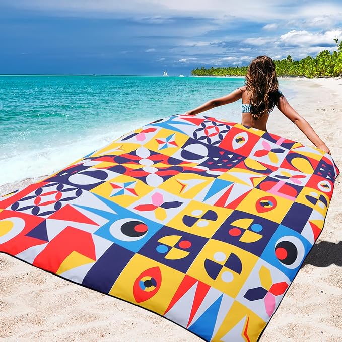 HIHOHO Beach Blanket Waterproof Sandproof Extra Large Beach Mat 79" X - Image 5