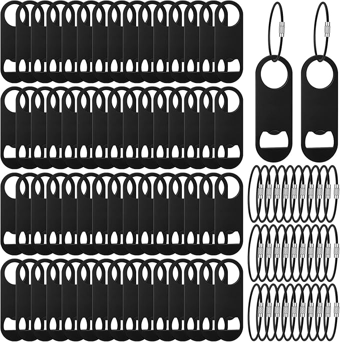 60 Pieces Stainless Steel Flat Bottle Opener Keychain Bulk 3.5 x 1.3 Inches by Dingion