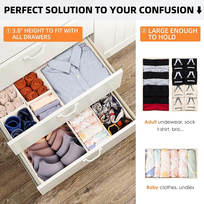【FAMILY PACK】Drawer Organizer Clothes, 20 Pack Dresser Organizer Bins - Image 3