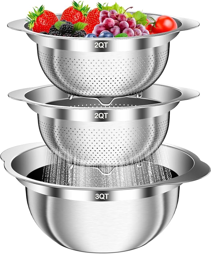 Stainless Steel Colander, and Pasta by AUFETQ