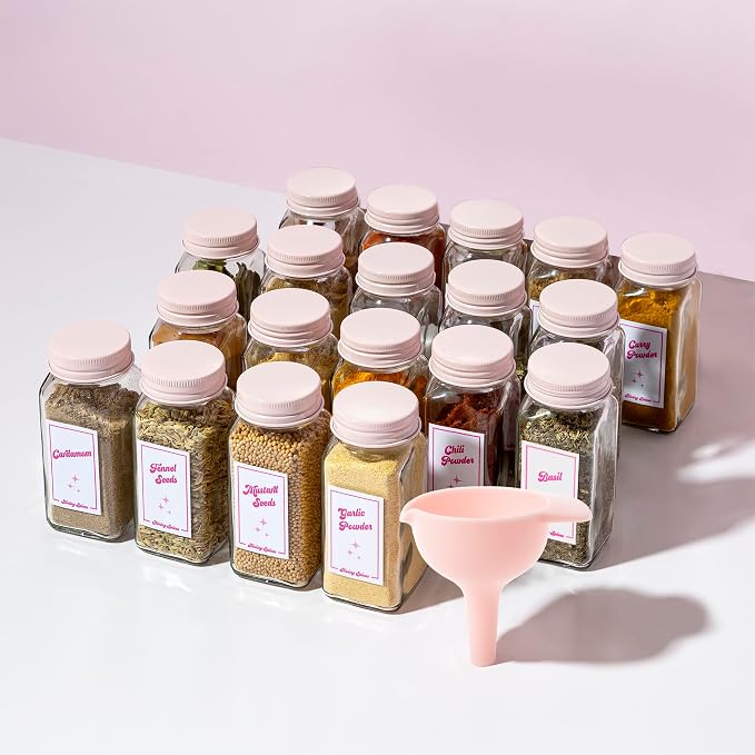 Paris Hilton Glass Spice Jar Storage Set, 4-Ounce Empty Spice Jars - Image 8
