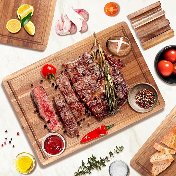 3 Pcs Acacia Wood Cutting Board Set - Image 2