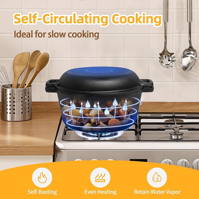 Pre-Seasoned Cast Iron Dutch Oven Pot - Image 5