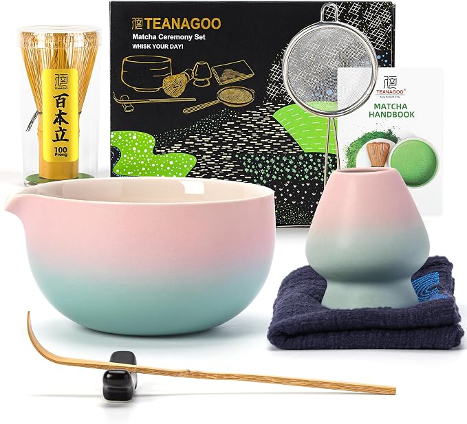 TEANAGOO Matcha Whisk Set Pink, Ceremony Matcha Set Kit Grident Pink, Matcha by TEANAGOO