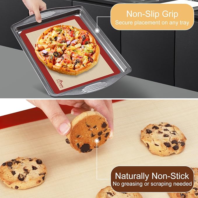 HOTEC Silicone Baking Mats 3 Pack – Non-Stick Reusable Silicone Baking Sheets - Image 4