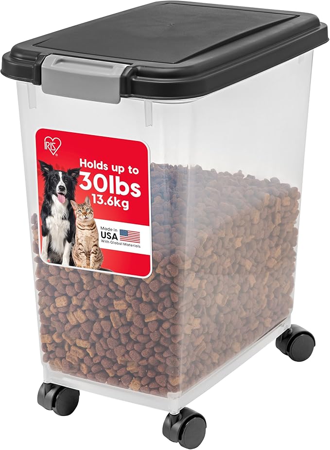 IRIS USA Airtight Dog Food Storage Container, Attachable Wheels, by IRISUSA