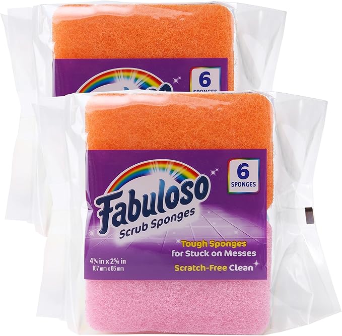Fabuloso Scratch-Free Kitchen Dish Sponges, Rainbow Cellulose Scrubber Sponge by Fabuloso