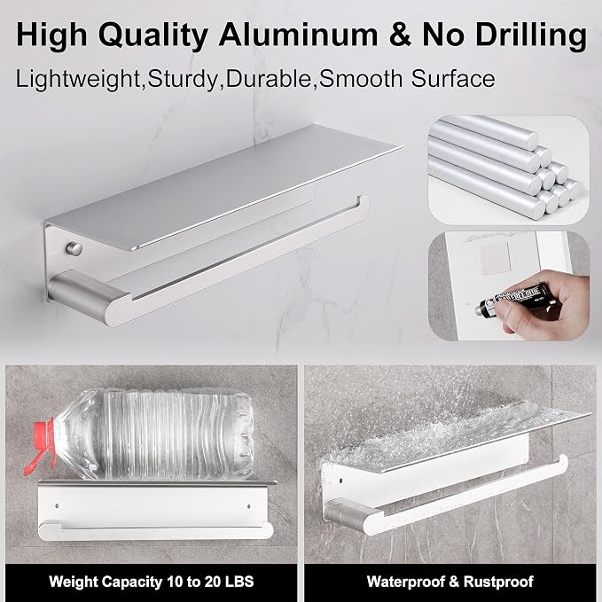 Paper Towel Holder Wall Mount for Kitchen, Self-Adhesive Paper Towel Holder - Image 3