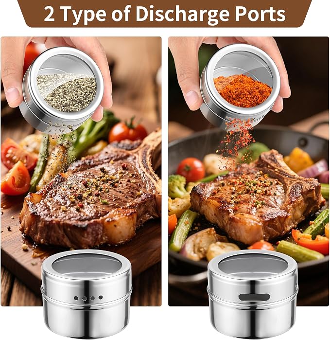 12pcs Stainless Steel Spice Jars, Magnetic Condiment Tins Magnetic Spice Jar - Image 4