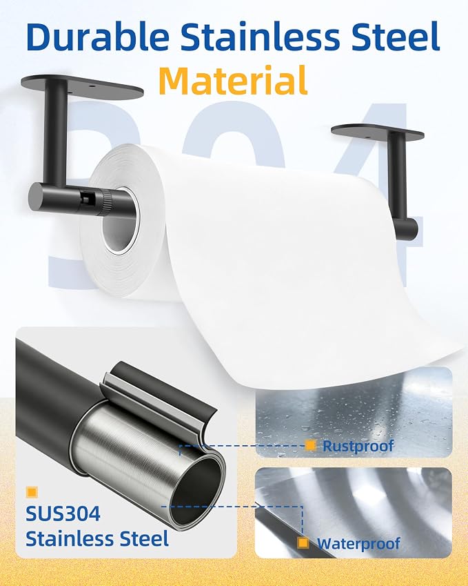 RUACQ Paper Towel Holder Under Cabinet, Wall Mounted or Adhesive Stainless - Image 5
