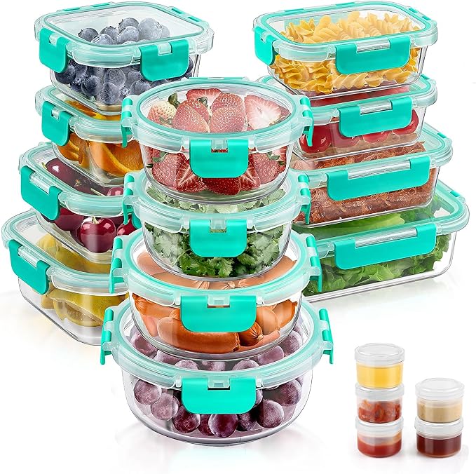 34pcs Glass Food Storage Containers by AMALEKO