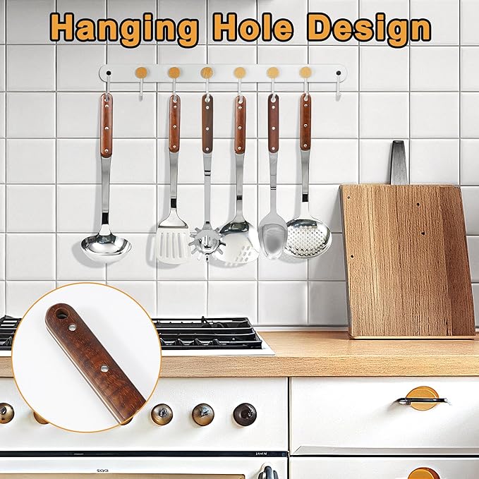 FJNATINH Stainless Steel Cooking Utensils Set, Mirror Polished 6 Pieces Kitchen - Image 3