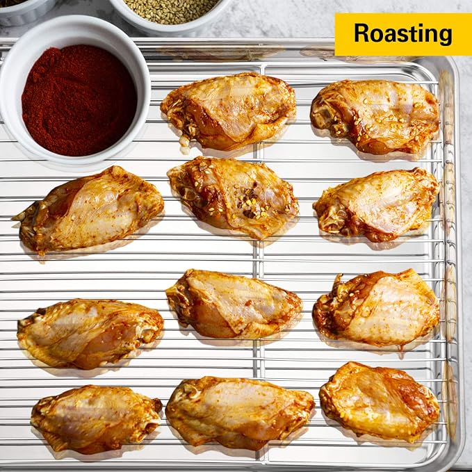 E-far Baking Cooling Rack Set of 2, Stainless Steel Metal Roasting Cooking Racks - Image 5