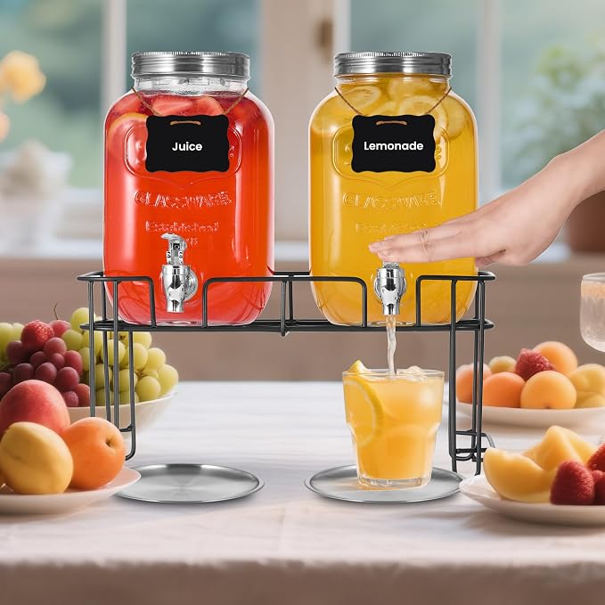 2 Pack1 Gallon Glass Drink Dispensers - Image 6