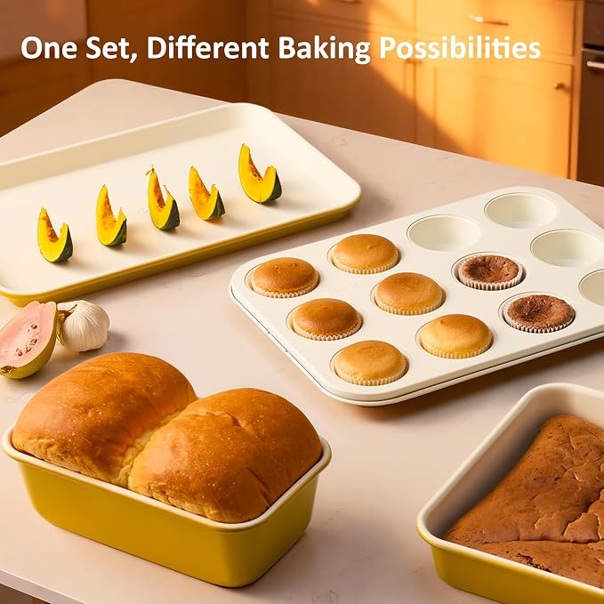 CAROTE 6-Piece Ceramic Baking Pans Set, Aluminized Steel Bakeware Sets - Image 9