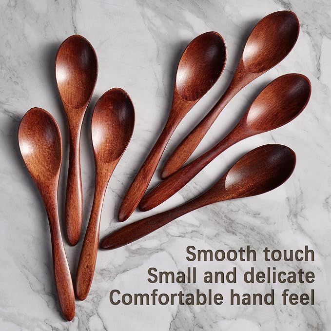 7 PCS Small Wooden Spoons, 5.8 Inch Honey Spoons - Image 6