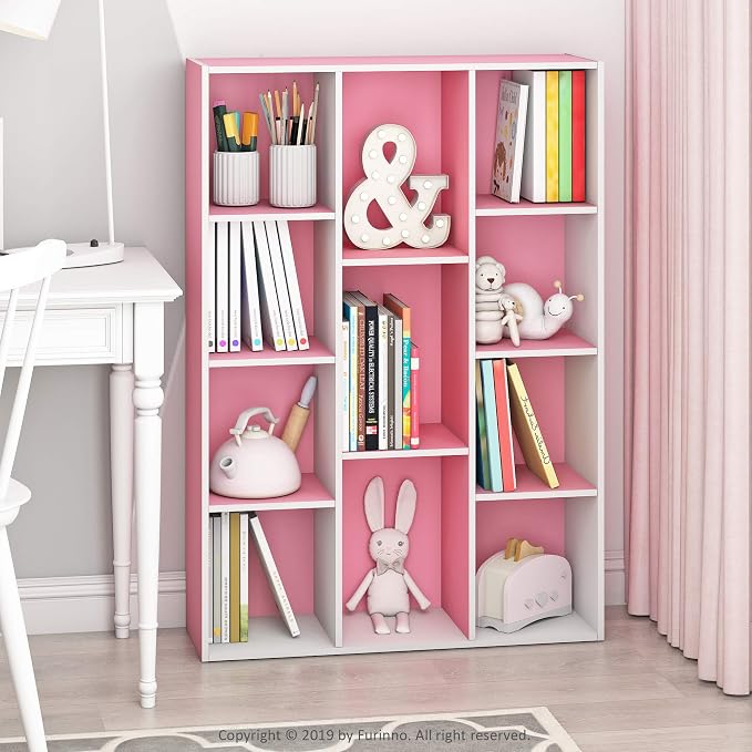 Furinno LUDER Book Shelf, 11-Cube Bookshelf, Reversible Bookcase, 9.4 x 29.1 x - Image 2