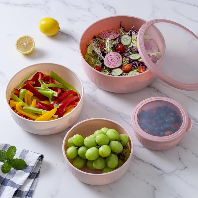 COOK WITH COLOR Prep Bowls with Lids- Wide and Deep Nesting Plastic Small - Image 7