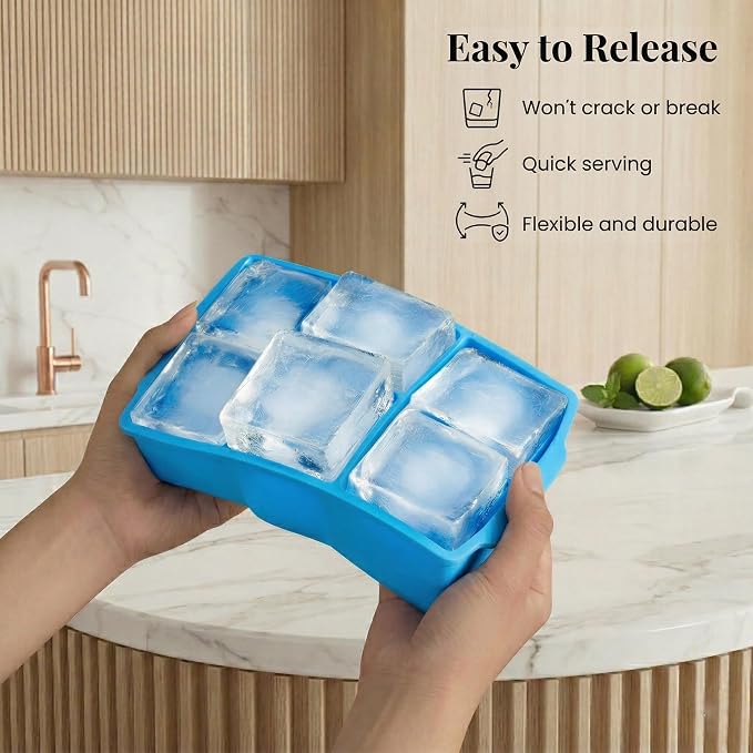 KitchFort Large Silicone Ice Cube Tray, Easy Release 2" Big Ice Cubes - Image 3