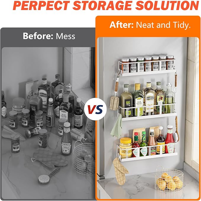 Bunoxea Spice Rack Wall Mounted 3 Pack, Space-Saving Spice Organizer - Image 6