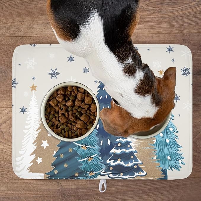Christmas Tree Dish Drying Mat for Kitchen Counter 24x18 Inch Xmas Snowflake - Image 8