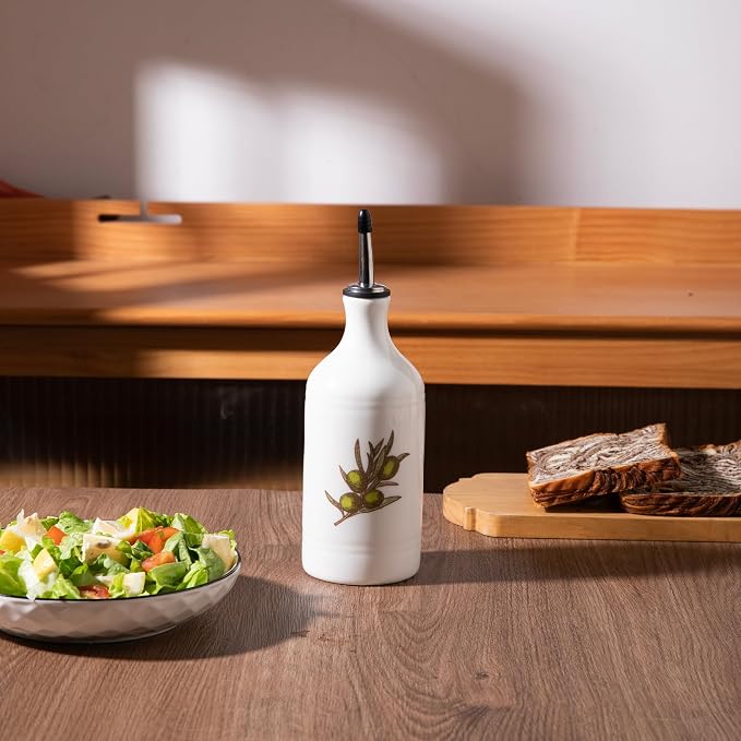Sweejar Ceramic Olive Oil Dispenser Bottle, Opaque Oil Cruet Protects to Reduce - Image 4