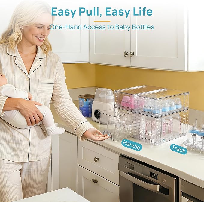 Vtopmart 4 Pack Clear Stackable Storage Drawers, Under Sink and Kitchen - Image 5