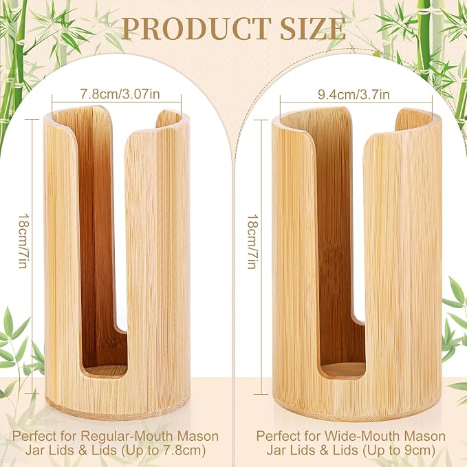 2 Pack Mason Jar Lid Organizer Bamboo Ball Jar Wooden Storage Accessories - Image 2