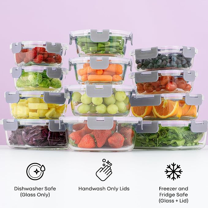 JoyJolt 24pc Borosilicate Glass Storage Containers - Image 6