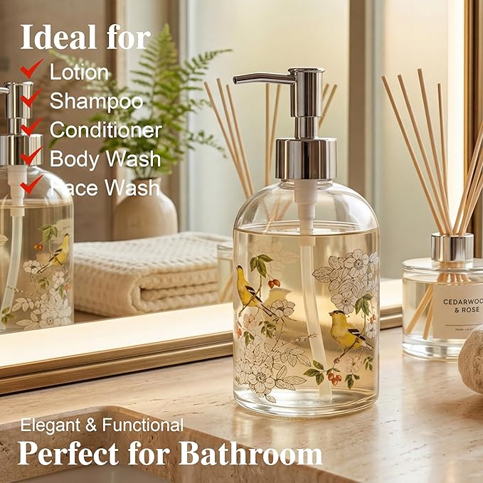17oz Glass Soap Dispenser with Plastic Pump, 2 Pack Refillable Kitchen Soap - Image 7