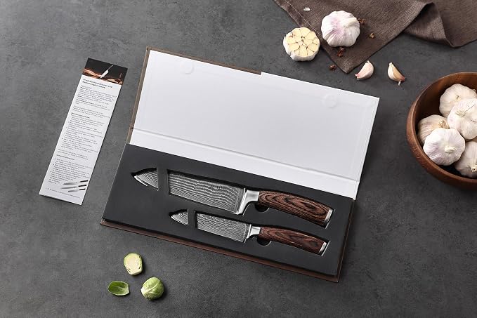 Wakoli EDIB 2-Piece Damascus Kitchen Knife Set – Santoku & Small Santoku - Image 11