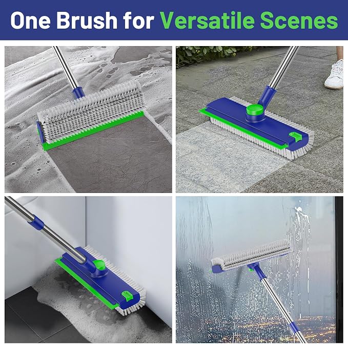 Floor Scrub Brush with Long Handle: 3 in 1 Heavy-Duty Floor Scrubber Brush with - Image 3