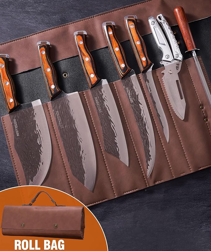 Naitesen 7PCS Hand Forged Butcher Knife and Kitchen Knife 2 in 1 Set - Image 2