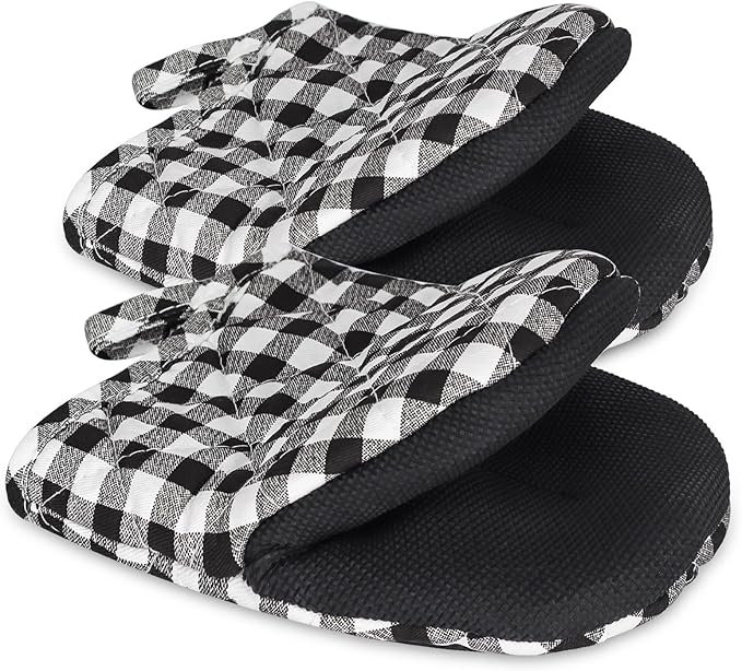 Short Oven Mitts, Heat Resistant 500°F, Silicone Grip Kitchen Gloves, Non-Slip by GOLDMEET