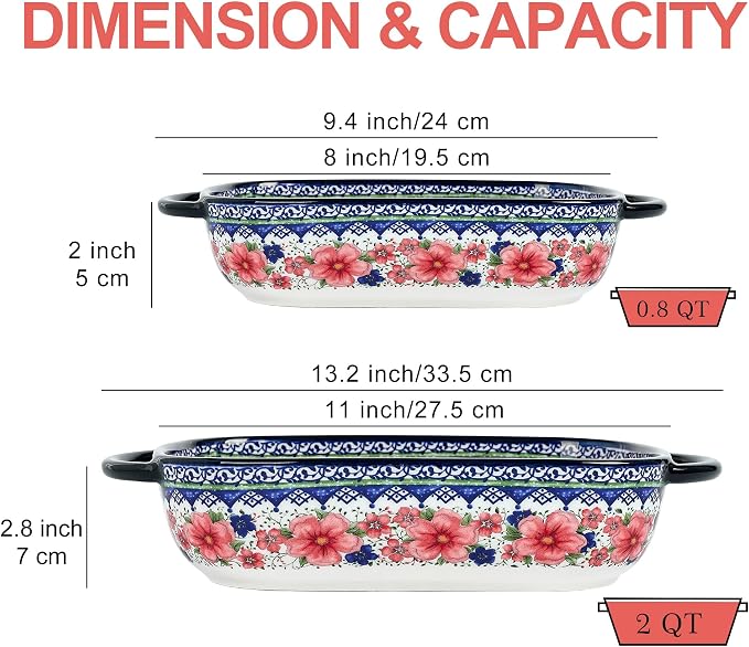 Ceramic Casserole Dishes for Oven, Hand-painted Polish Pottery Baking Dish Set - Image 4