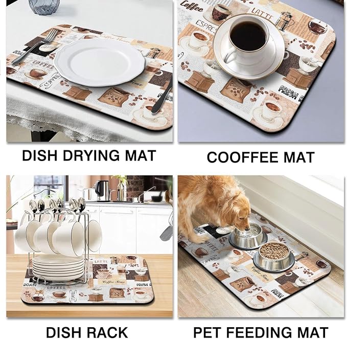 Coffee Mat 23inx15in, Absorbent Hide Stain Anti-Slip Coffee Bar Accessories - Image 4