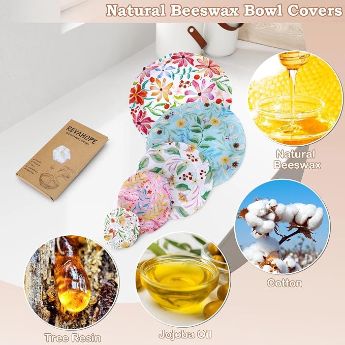 5-Size Reusable Beeswax Bowl Covers - Image 3